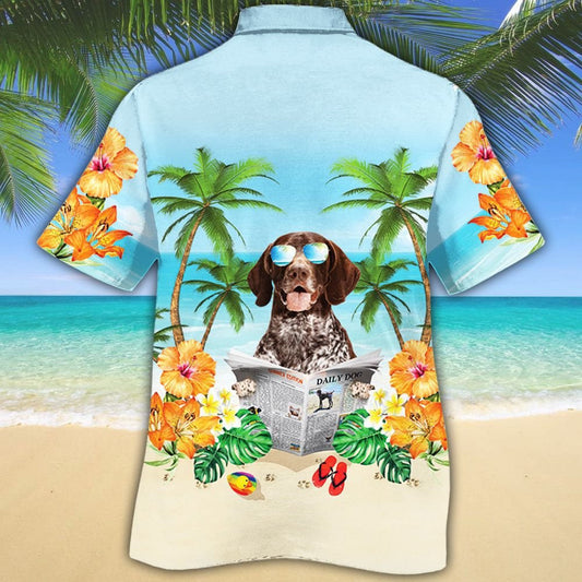 German Shorthaired Pointer Dog On Beach Happy Summer Hawaiian Shirt, Hawaiian Shirt Gift, Christmas Gift