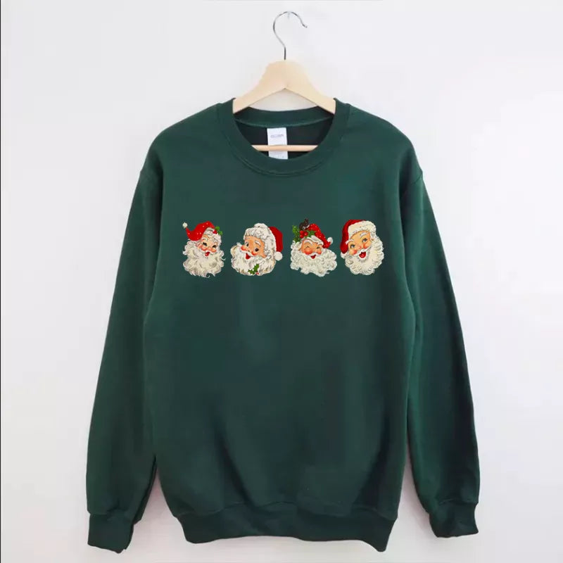 Vintage Christmas Santa Claus Sweatshirt, Christmas Sweatshirt Cute, Christmas Winter Sweatshirt