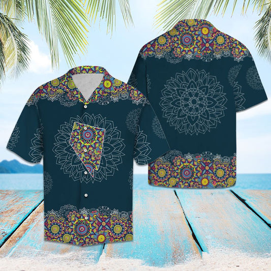 Map Of Nevada Mandala Style Flower Art Hawaiian Shirt, Hawaiian Shirt Gift, Christmas Gift