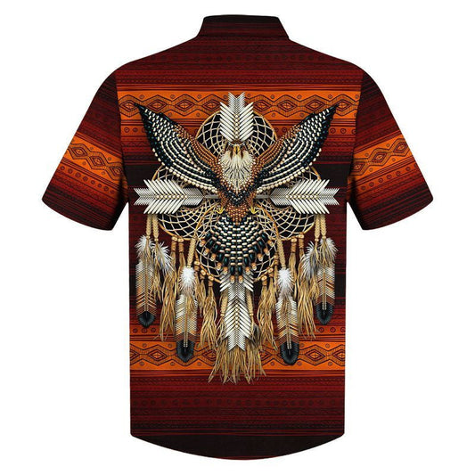 Native American Hawaiian Shirt Bird With Arrow Red And Orange Style, Hawaiian Shirt Gift, Christmas Gift