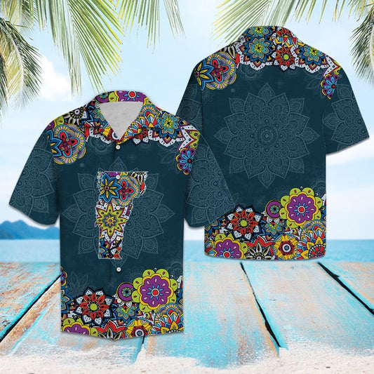 Colorful Vermont Mandala Blossom Artwork Pattern Hawaiian Shirt, Hawaiian Shirt Gift, Christmas Gift