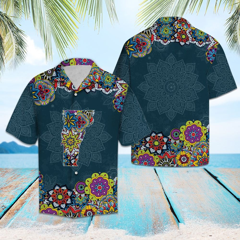 Colorful Vermont Mandala Blossom Artwork Pattern Hawaiian Shirt, Hawaiian Shirt Gift, Christmas Gift
