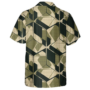 Abstract Cube Geometric Green Camo Military Pattern Hawaiian Shirt, Hawaiian Shirt Gift, Christmas Gift