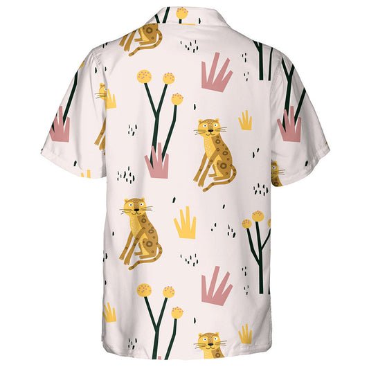 Cute Cartoon Leopard In Exotic Plants African Animal Hawaiian Shirt, Hawaiian Shirt Gift, Christmas Gift