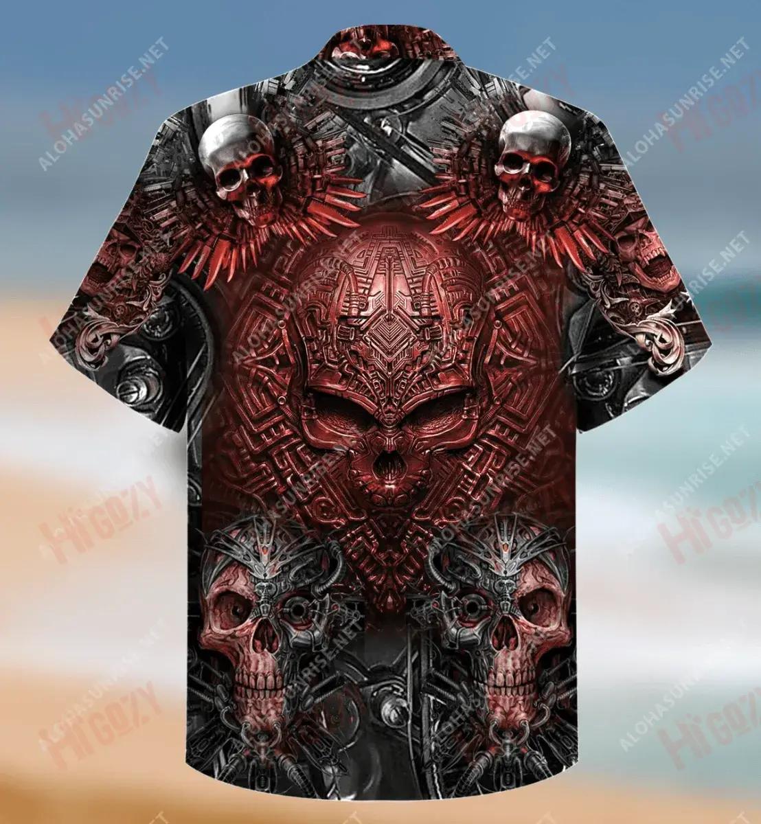 Skull Machine Short Hawaiian Shirt Ocean Tropical Shirts Vintage Hawaiian Shirts Hawaiian Shirt Pattern, Hawaiian Shirt Gift, Christmas Gift