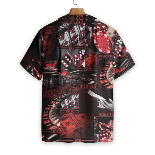 Gambling Maroon And Black Design Hawaiian Shirt, Hawaiian Shirt Gift, Christmas Gift