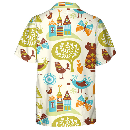 Spring Theme Cartoon Animals Butterfly And Fairy Tale Hawaiian Shirt, Hawaiian Shirt Gift, Christmas Gift
