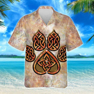 Texture Of Celtic Knot Paw Design Hawaiian Shirt,Hawaiian Shirt Gift, Christmas Gift