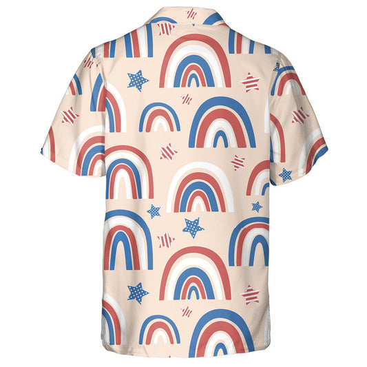 Modern Rainbow And Star Pastel Illustration American Flag Hawaiian Shirt, Hawaiian Shirt Gift, Christmas Gift