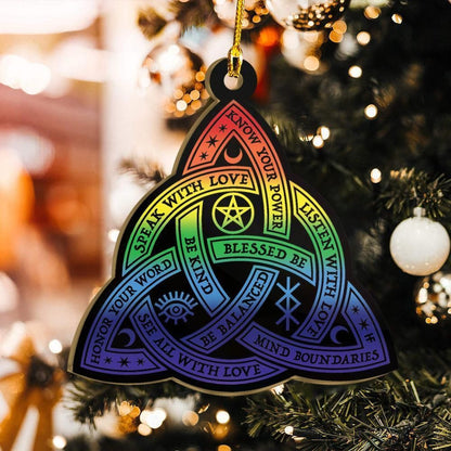 Celtic Knot Wicca Rainbow Gradient Ornament, Happy Christmas Ornament, Christmas Gift, Christmas Decoration