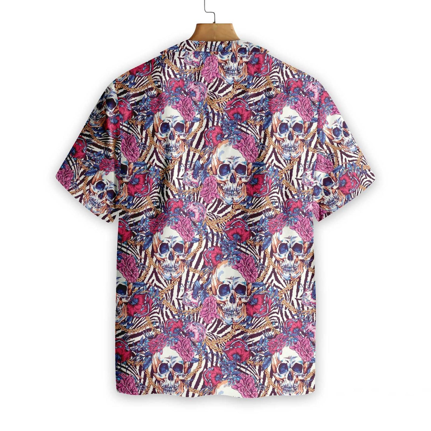 Cool Skull With Roses On Zebra Design Hawaiian Shirt, Hawaiian Shirt Gift, Christmas Gift