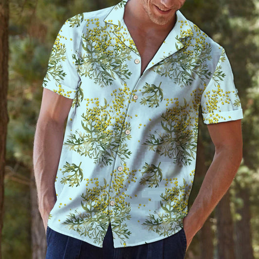 Blue Background Nevada Sagebrush Plant Hawaiian Shirt, Hawaiian For Gift