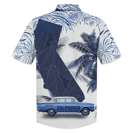 Tropical Palm Tree With California Map And Car Hawaiian Shirt, Hawaiian Shirt Gift, Christmas Gift
