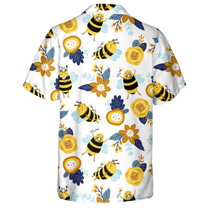 Hand Drawn With Bees And Flowers Hawaiian Shirt, Hawaiian For Gift
