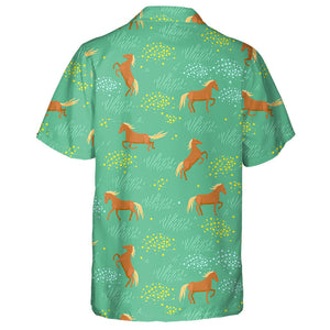 Wild Horses In The Green Field Hawaiian Shirt, Hwaiian For Gift