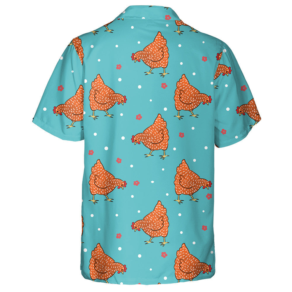 Speckled Red Chicken Hen With Small Flower Hawaiian Shirt, Hawaiian Shirt Gift, Christmas Gift
