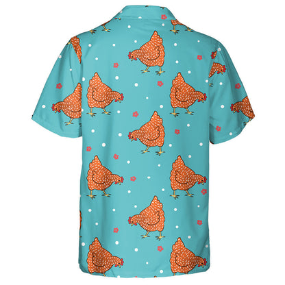 Speckled Red Chicken Hen With Small Flower Hawaiian Shirt, Hawaiian Shirt Gift, Christmas Gift