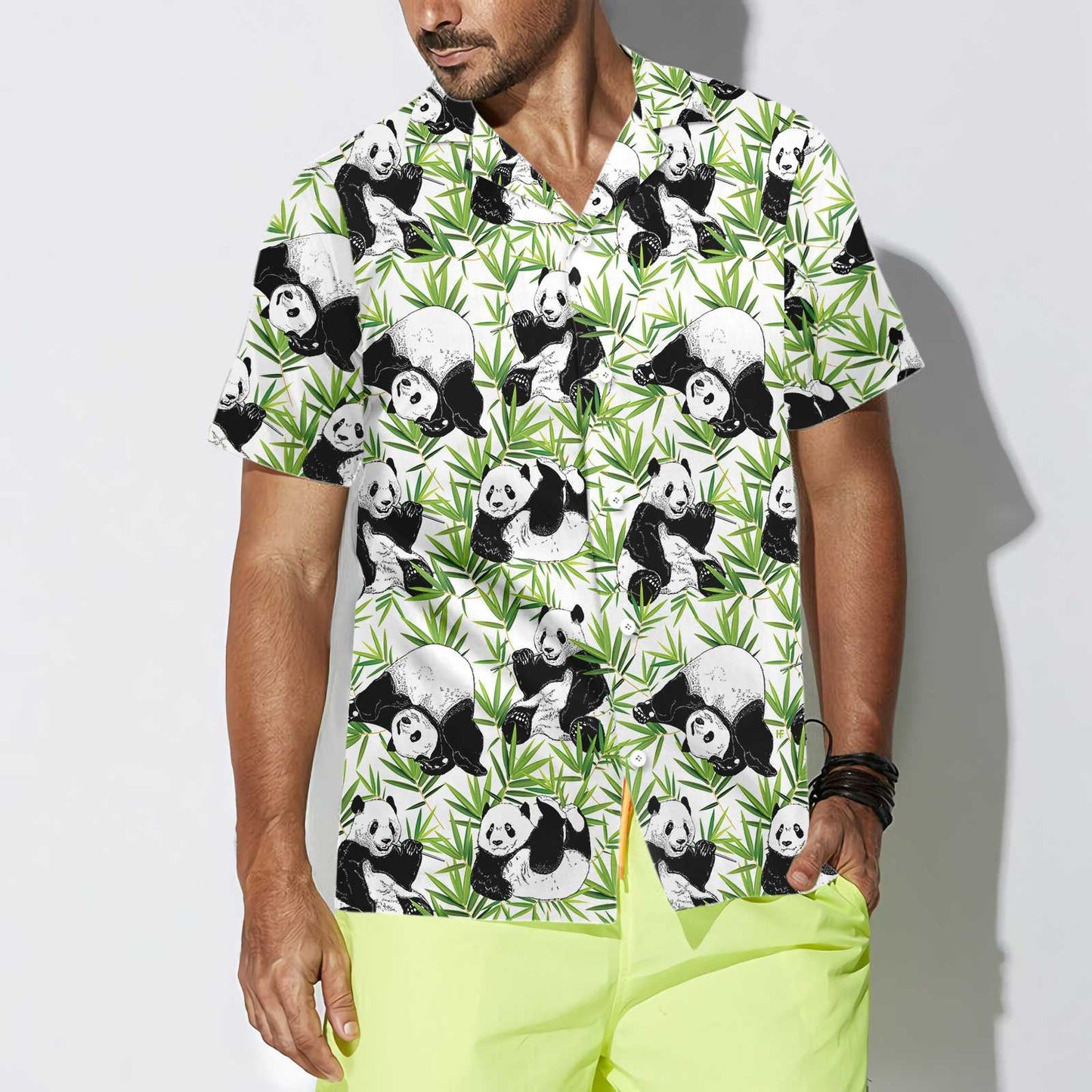 Into Nature Panda Bamboo Design Hawaiian Shirt, Hawaiian Shirt Gift, Christmas Gift