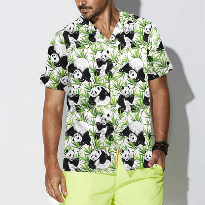 Into Nature Panda Bamboo Design Hawaiian Shirt, Hawaiian Shirt Gift, Christmas Gift