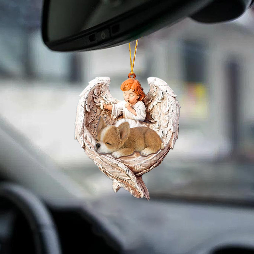 Sleeping Chihuahua Protected By Angel Car Hanging Ornament Best Gift For Dog Lovers, Christmas Gift,Christmas Decoration