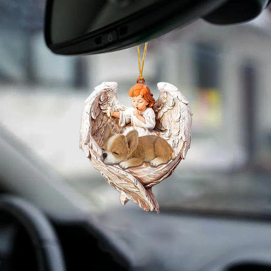 Sleeping Chihuahua Protected By Angel Car Hanging Ornament Best Gift For Dog Lovers, Christmas Gift,Christmas Decoration
