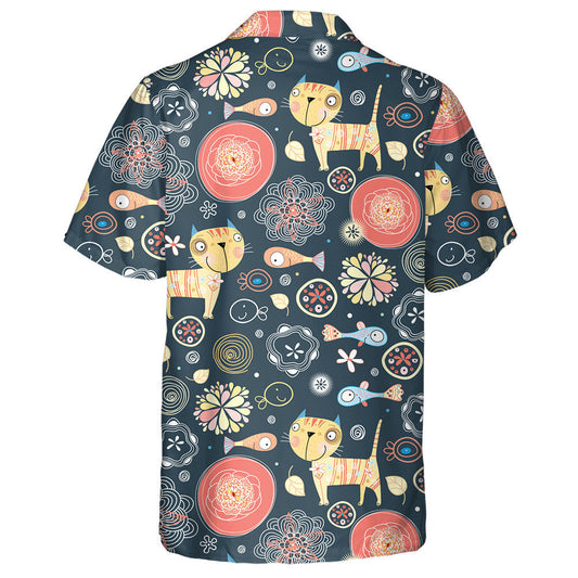 Floral Of The Cats And Fish Hawaiian Shirt, Hawaiian Shirt Gift, Christmas Gift