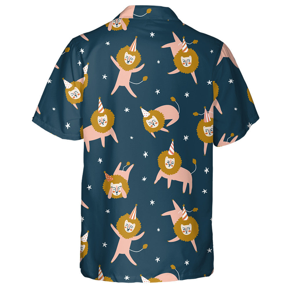 Funny Lion With Birthday Hat In Different Poses Hawaiian Shirt, Hawaiian Shirt Gift, Christmas Gift