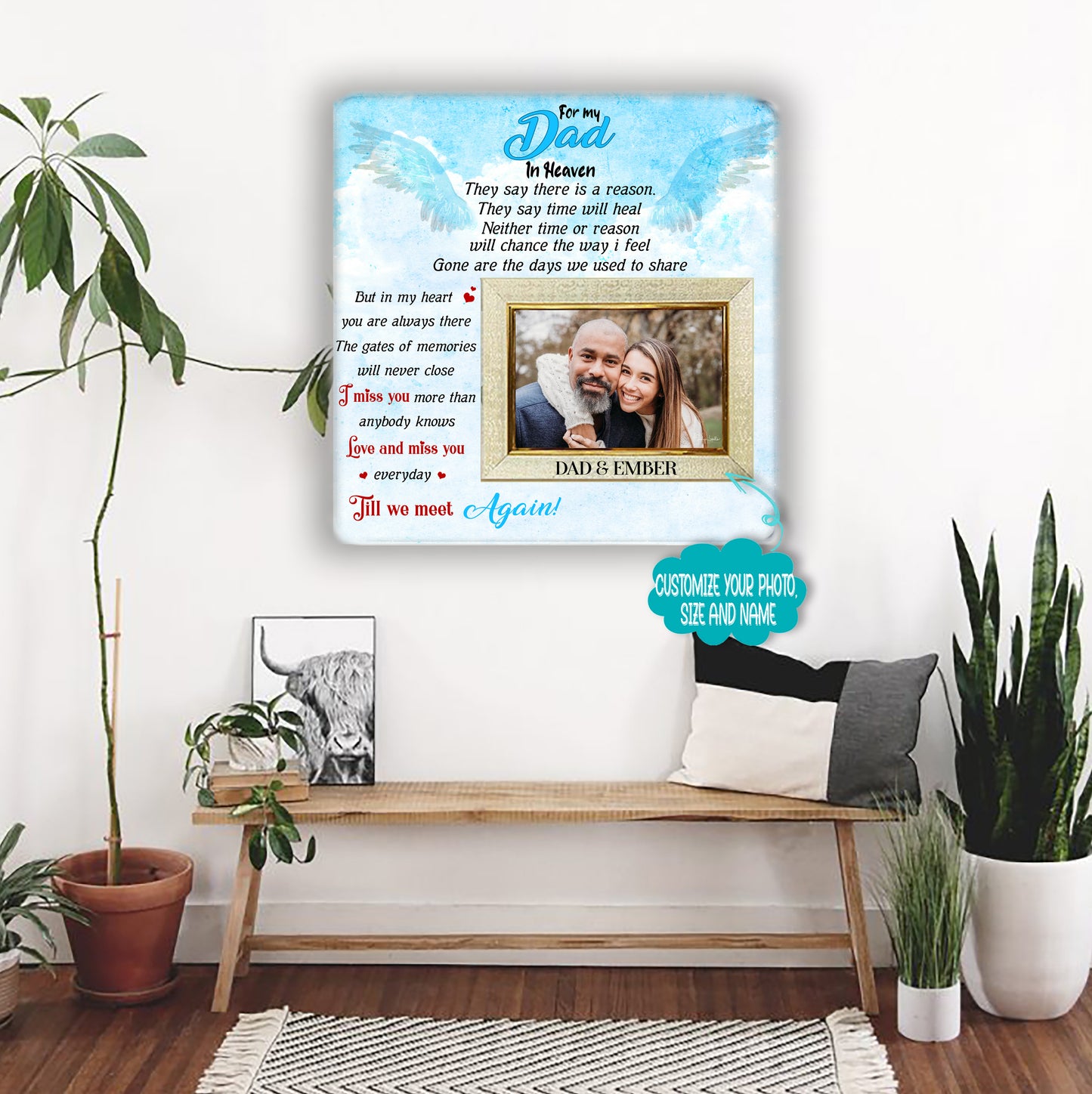 Memorial Picture Frame - Memorial Gifts - Sympathy Gifts Large Picture Frames - Loss of Father Gift - Loss of a Mother Sympathy Gifts For My dad in heaven