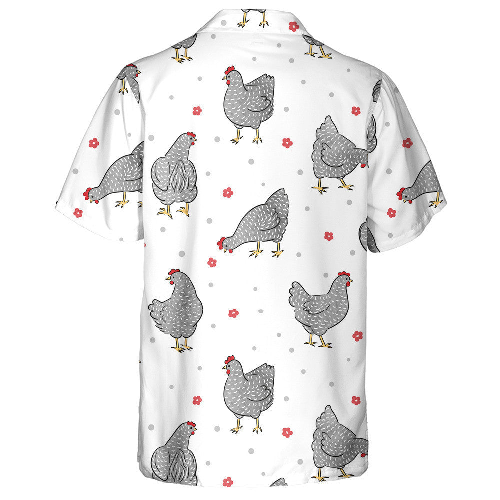 Chicken Hen With Red Crest And Small Flower Hawaiian Shirt, Hawaiian Shirt Gift, Christmas Gift