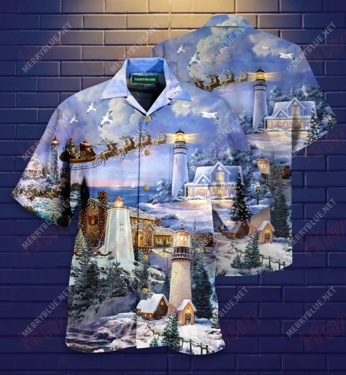 The Magical Light House Short Hawaiian Shirt Summer Hawaiian T Shirts Vintage Hawaiian Shirts Crazy Shirts Hawaii, Hawaiian Shirt Gift, Christmas Gift