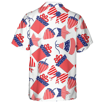 Patriotic Strawberries Gift Boxes Stars Bells And Bows Hawaiian Shirt, Hawaiian Shirt Gift, Christmas Gift