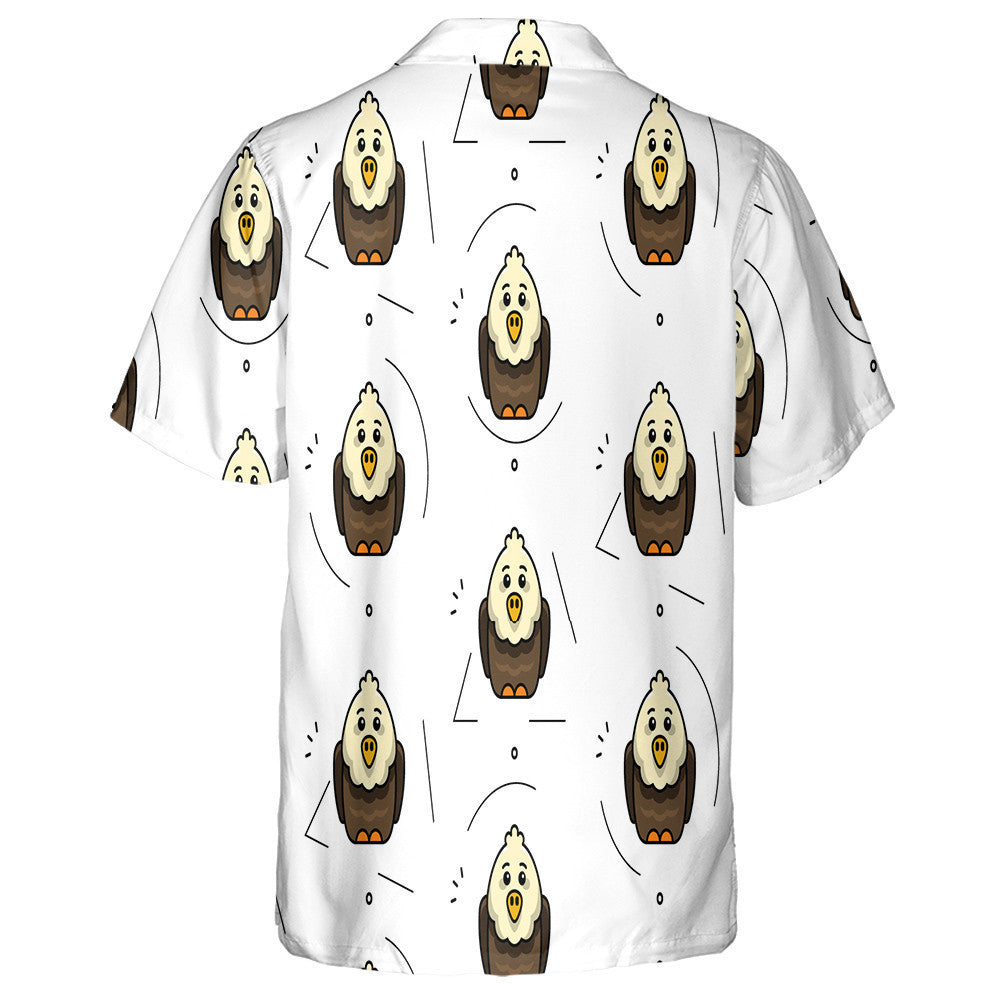 Cute Baby Cartoon Eagles On White Background Hawaiian Shirt, Hawaiian Shirt Gift, Christmas Gift