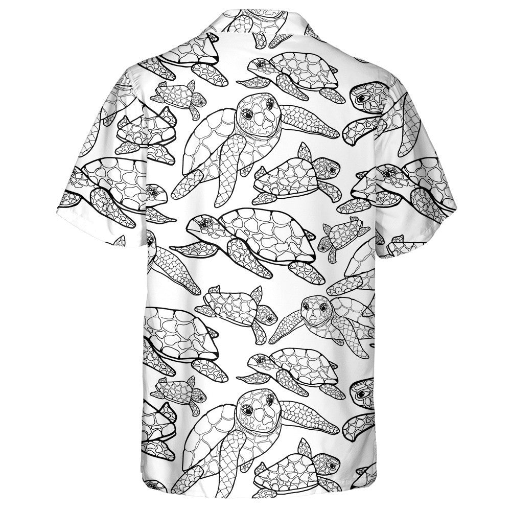Sketch Of Abstract Turtle On A Black Background Hawaiian Shirt, Hawaiian Shirt Gift, Christmas Gift
