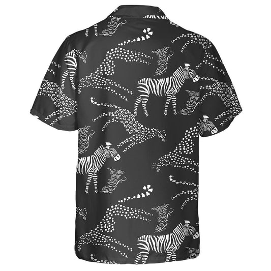 Wild African Leopard And Zebra In Safari Park Hawaiian Shirt, Hawaiian Shirt Gift, Christmas Gift