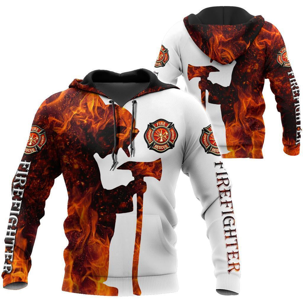 Firefighter On Fire Theme Pretty Ornamental Hawaiian Shirt,Hawaiian Shirt Gift, Christmas Gift