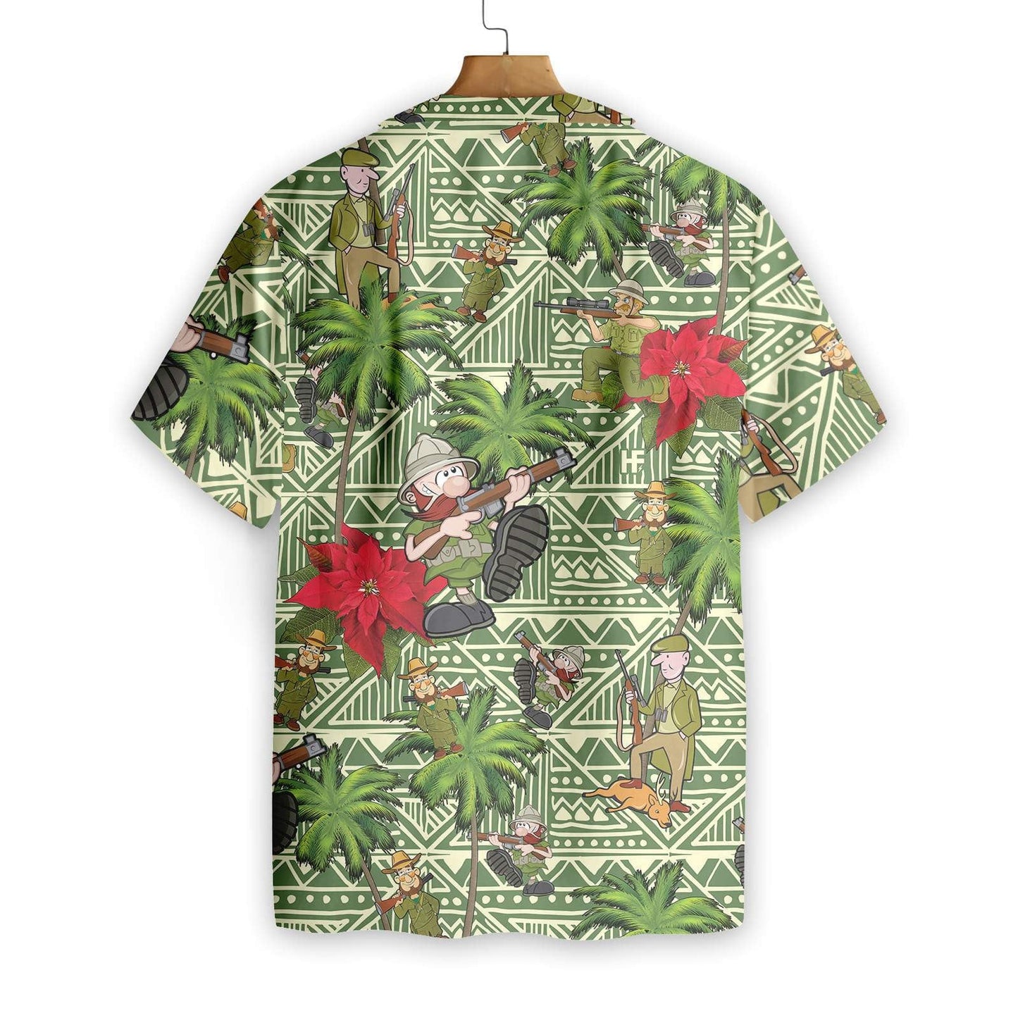 I Am A Hunter Green Geometric Pattern Hawaiian Shirt, Hawaiian Shirt Gift, Christmas Gift