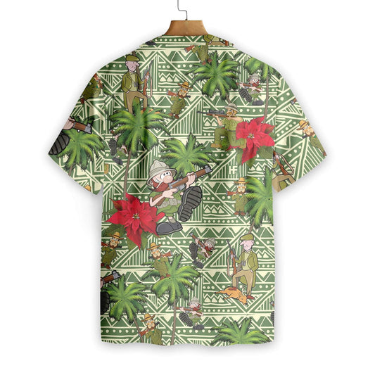 I Am A Hunter Green Geometric Pattern Hawaiian Shirt, Hawaiian Shirt Gift, Christmas Gift