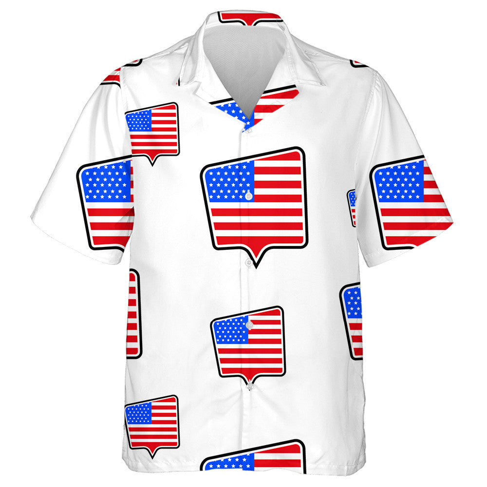 Chat Box With Monochrome American Flag On White Background Hawaiian Shirt, Hawaiian Shirt Gift, Christmas Gift