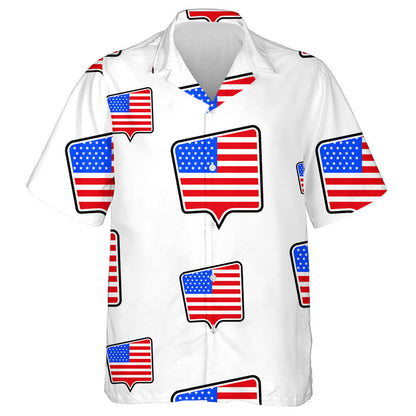 Chat Box With Monochrome American Flag On White Background Hawaiian Shirt, Hawaiian Shirt Gift, Christmas Gift