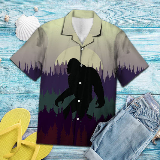 Finding Bigfoot In Deep Forest Under Moonlight Hawaiian Shirt, Hawaiian Shirt Gift, Christmas Gift