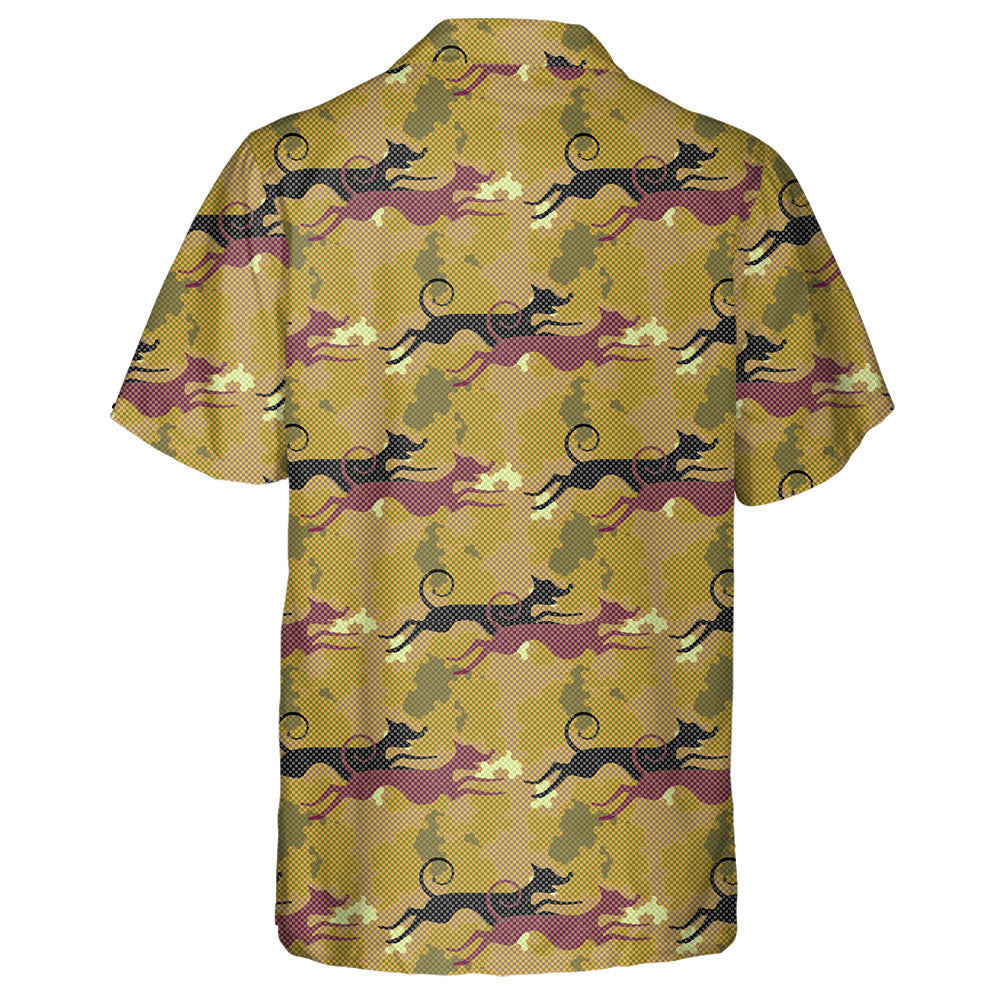 Abstract Running Dogs In Different Poses Isolated Background Hawaiian Shirt, Hawaiian Shirt Gift, Christmas Gift
