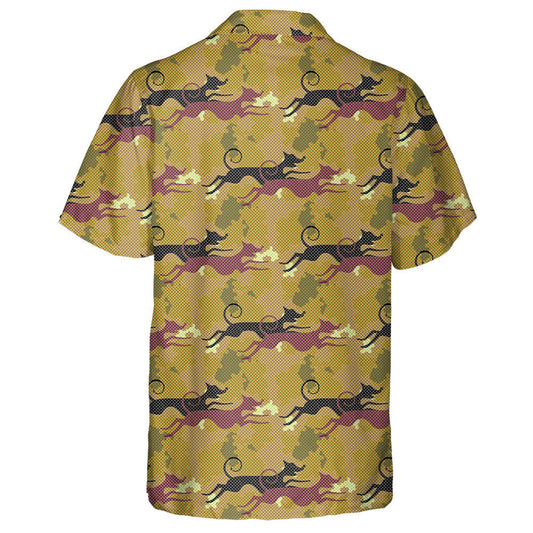 Abstract Running Dogs In Different Poses Isolated Background Hawaiian Shirt, Hawaiian Shirt Gift, Christmas Gift