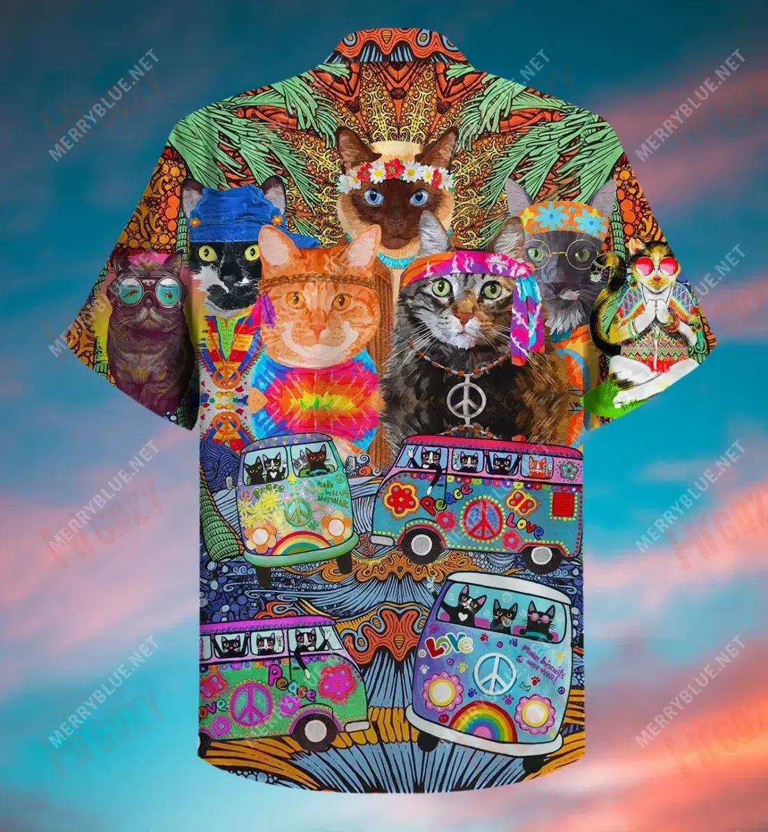 Make Biscuits, Not War Hippie Cat Short Hawaiian Shirt Summer Hawaiian T Shirts Vintage Hawaiian Shirts Crazy Shirts Hawaii, Hawaiian Shirt Gift, Christmas Gift
