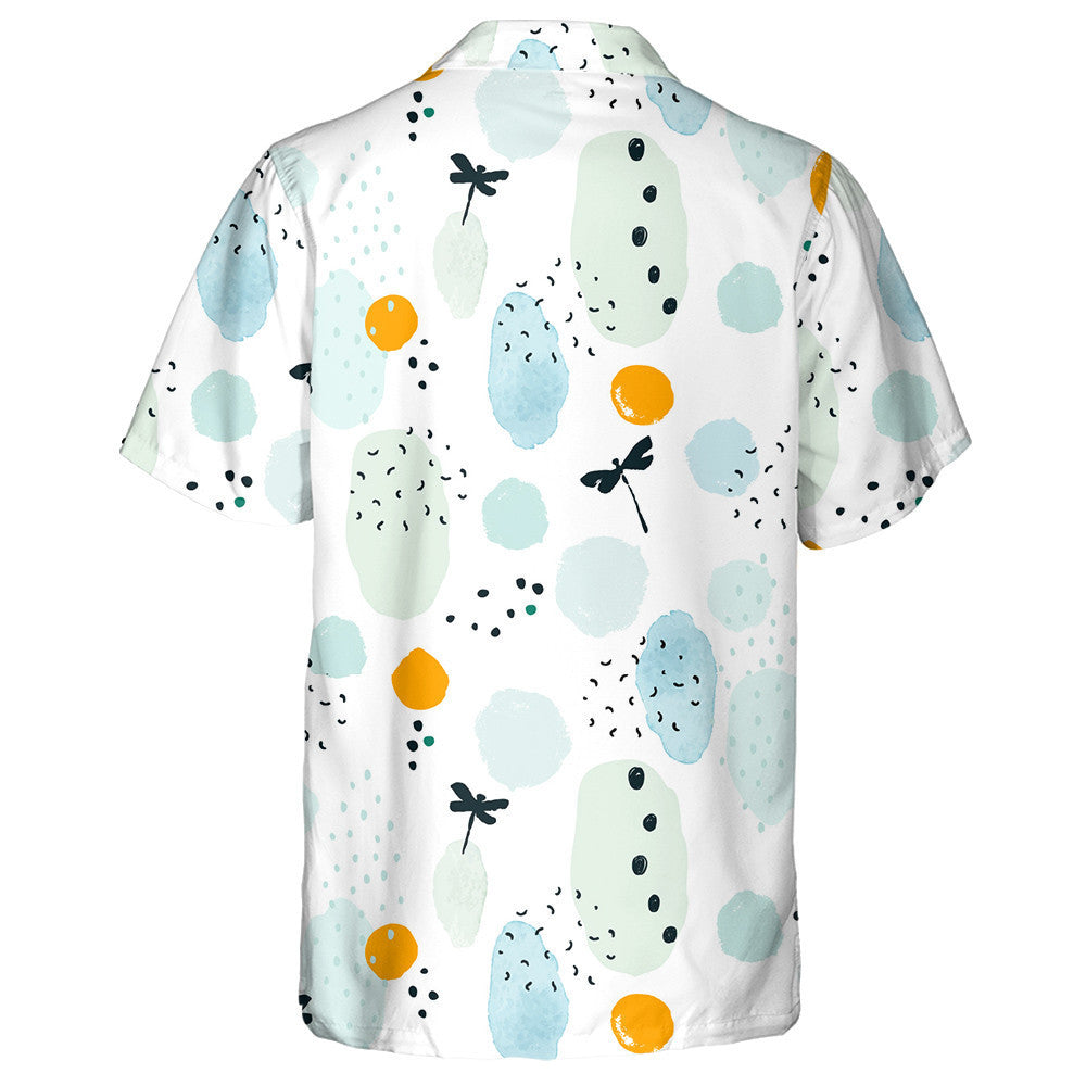 Abstract Flying Dragonfly And Colorful Spots Hawaiian Shirt, Hawaiian Shirt Gift, Christmas Gift
