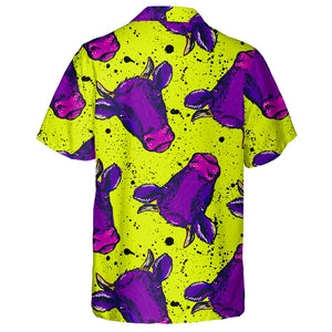 Abstract Cow Face On Green Neon Background Hawaiian Shirt, Hawaiian Shirt Gift, Christmas Gift