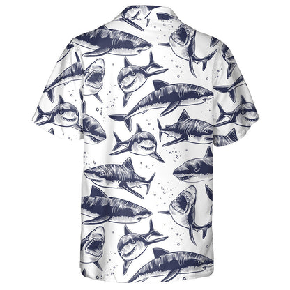 Hand Drawn Underwater Sea Fish Nautical White Background Hawaiian Shirt, Hawaiian Shirt Gift, Christmas Gift