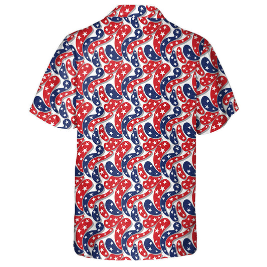 Modern Pattern Filled Red And Blue Star Painting Hawaiian Shirt, Hawaiian Shirt Gift, Christmas Gift