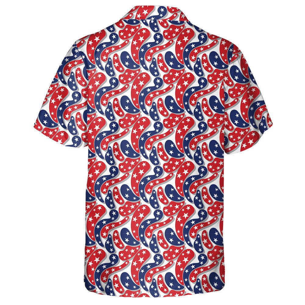 Modern Pattern Filled Red And Blue Star Painting Hawaiian Shirt, Hawaiian Shirt Gift, Christmas Gift