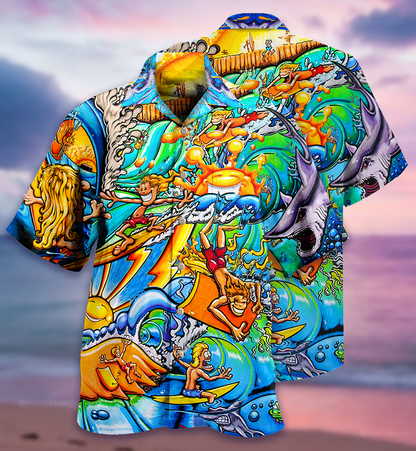 Surf Happy - Hawaiian Shirt, Hawaiian Shirt Gift, Christmas Gift