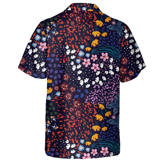 Blooming Garden Flower Mix With Leoprad Skin Hawaiian Shirt, Hawaiian Shirt Gift, Christmas Gift